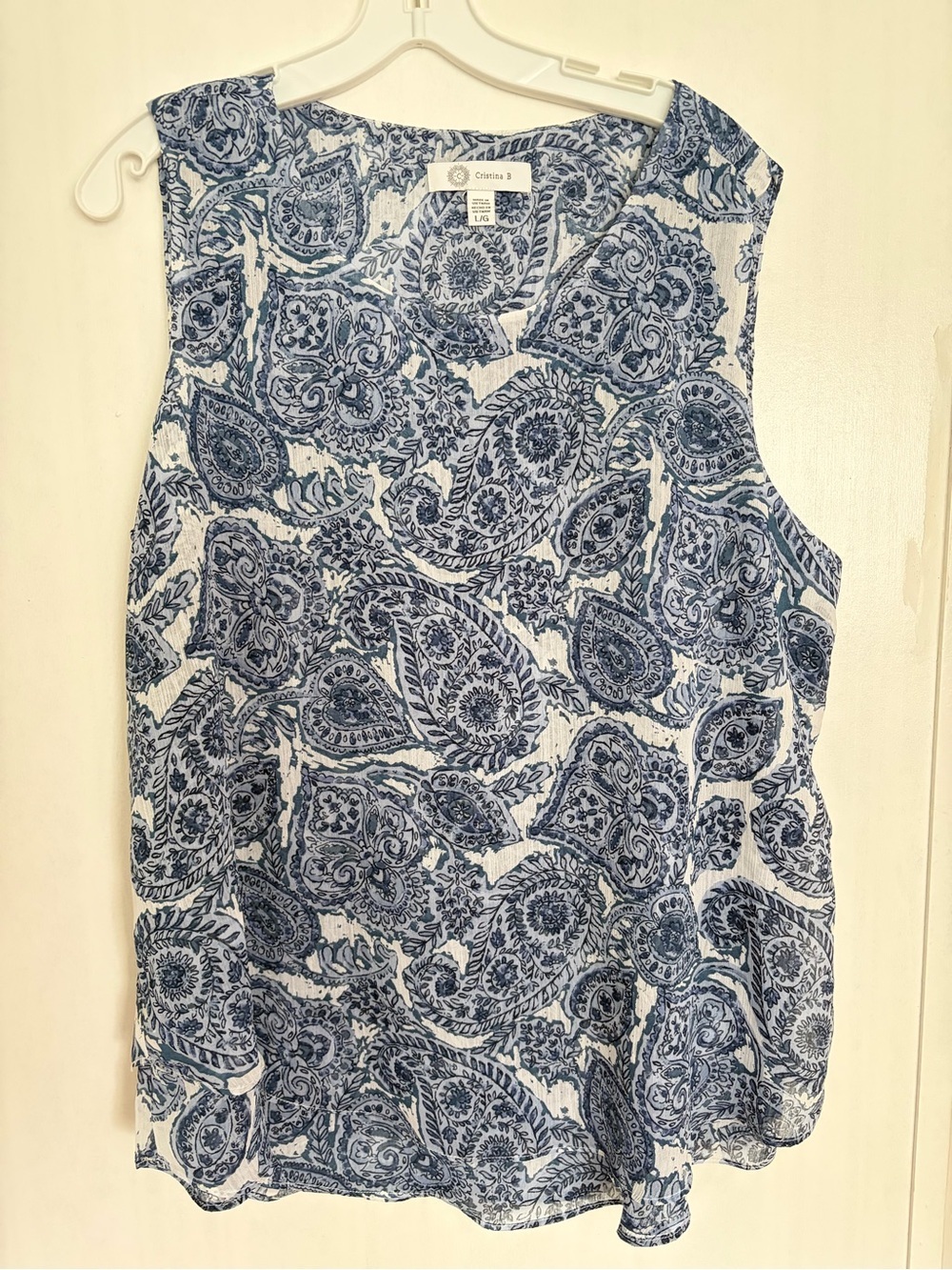 Christina Blue Paisley Notch-Neck Sleeveless Camisole - Picture 2 of 11